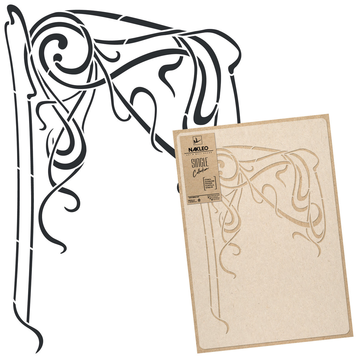 Nakleo szablon malarski wielokrotny // ORNAMENT SECESYJNY #2 - MEDIUM (45x65cm)