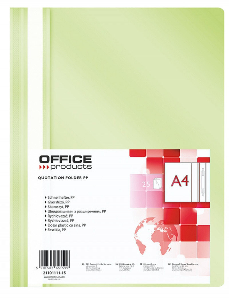 OFFICE PRODUCTS Skoroszyt A4 miękki op.25 - j.ziel