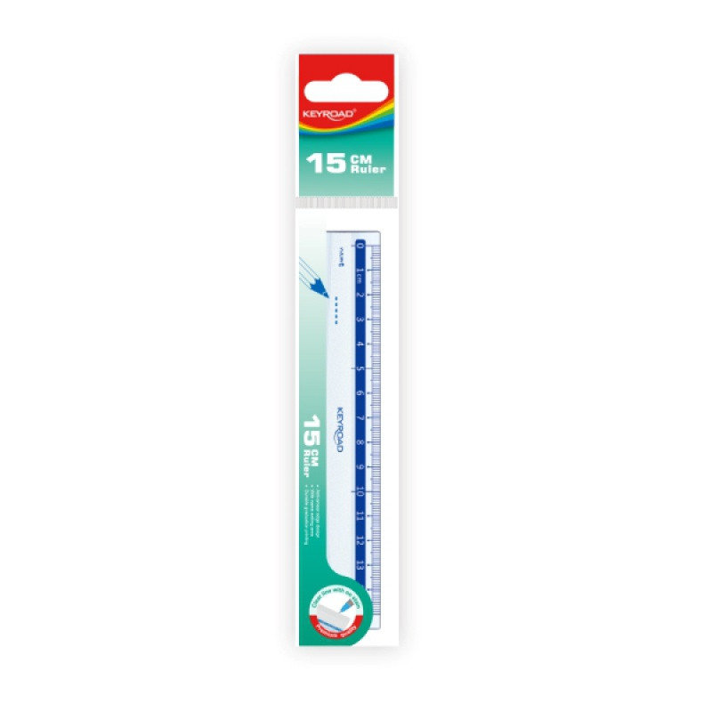 Linijka plastikowa transparentna 15cm Keyroad