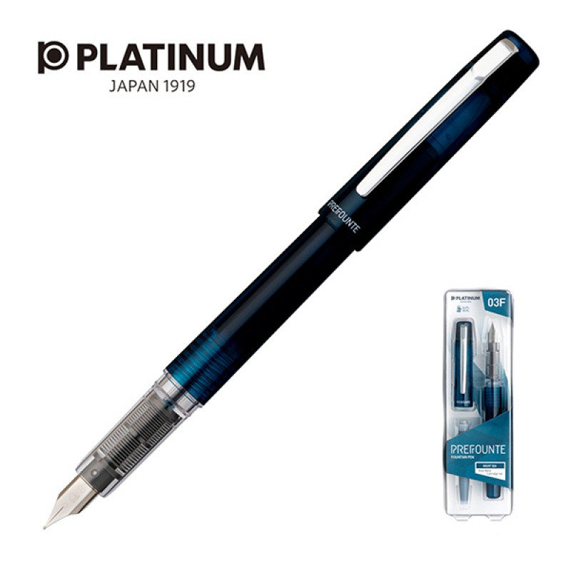 Platinum Pióro wieczne Prefounte Night Sea F w plastikowym opakowaniu na blistrze niebieskie PLA-PPF800-59F