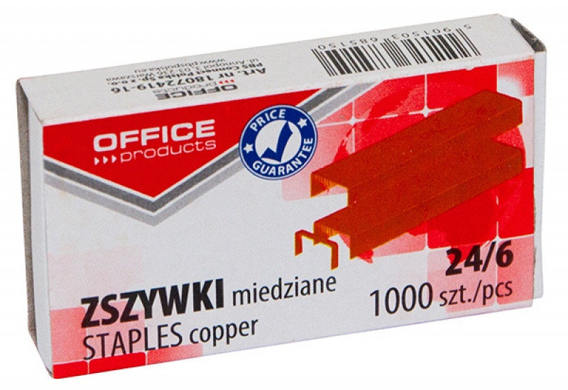 OFFICE PRODUCTS Zszywki OFFICE PRODUCTS 24/6 miedziane 1000szt 18072419-16