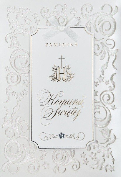 Kartki Na Komunię Z Ażurowymi Zdobieniami Hm1076