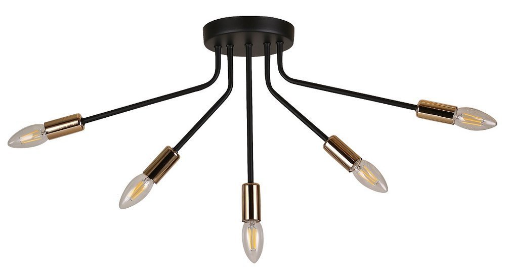 Candellux Lampa sufitowa czarno-złota 5x40W E14 Tiara 35-79268 35-79268