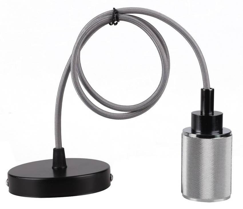 Zawiesie Metalowe Chrom/Czarne Lampa Wisząca E27 31-05472