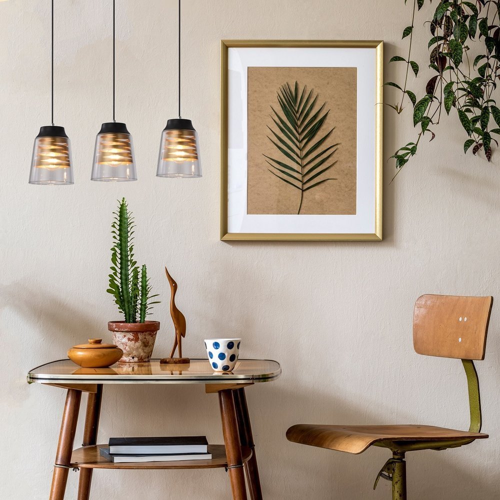 Candellux Lampa wisząca czarno-złota szklany klosz 3x60W E27 Fresno 33-78094 33-78094
