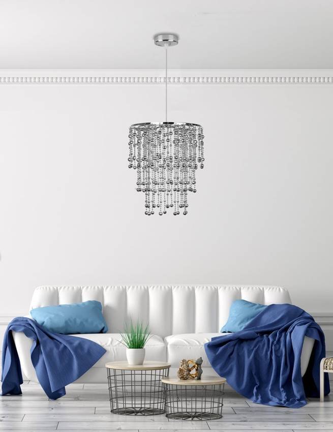 Lampa Wisząca Chromowy Abażur 60W E27 Roni 31-84323