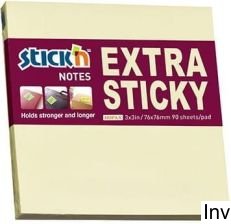 Stick`n Notes samoprzylepny EXTRA STICKY 76x76 żółty pastel 90k STICK`N 21660