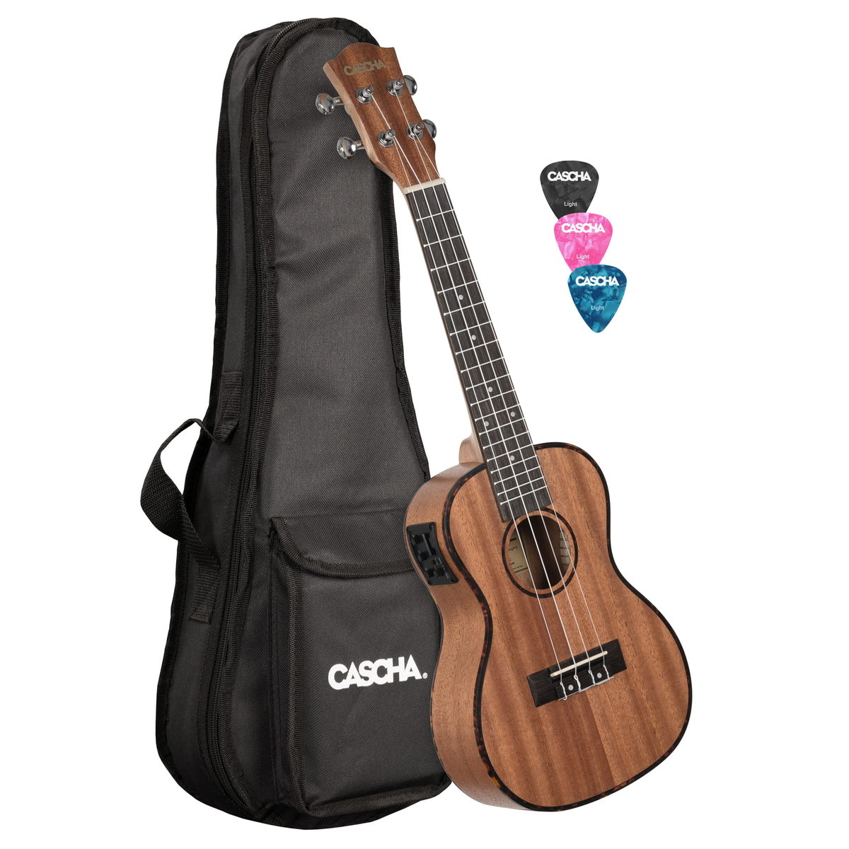 Cascha Cascha Concert Mahogany Ukulele Set with pickup system