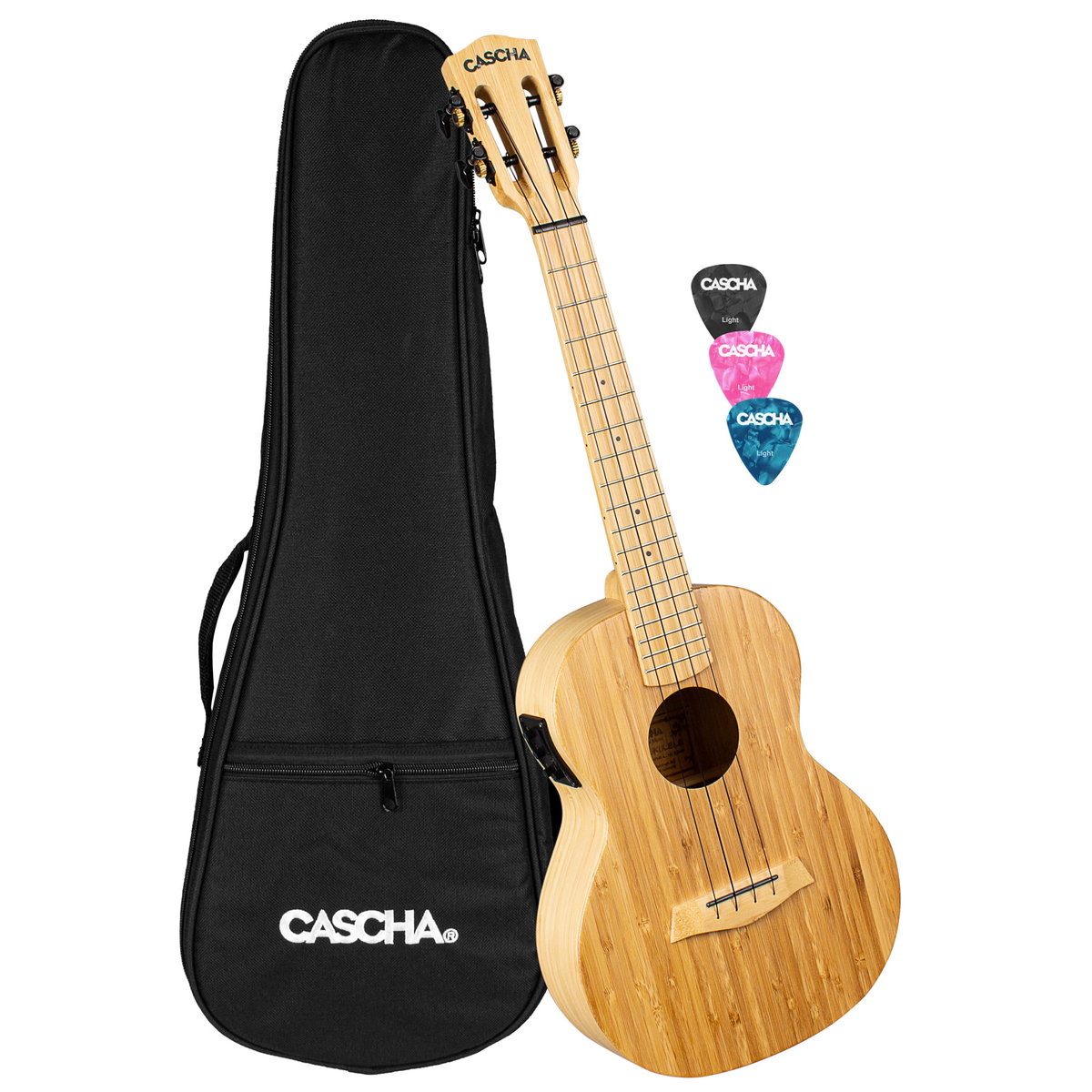 Cascha Cascha HH 2314E Bamboo Natural Ukulele Tenorowe EQ SET Gratis Prezent od Kup Instrument! HH 2314E
