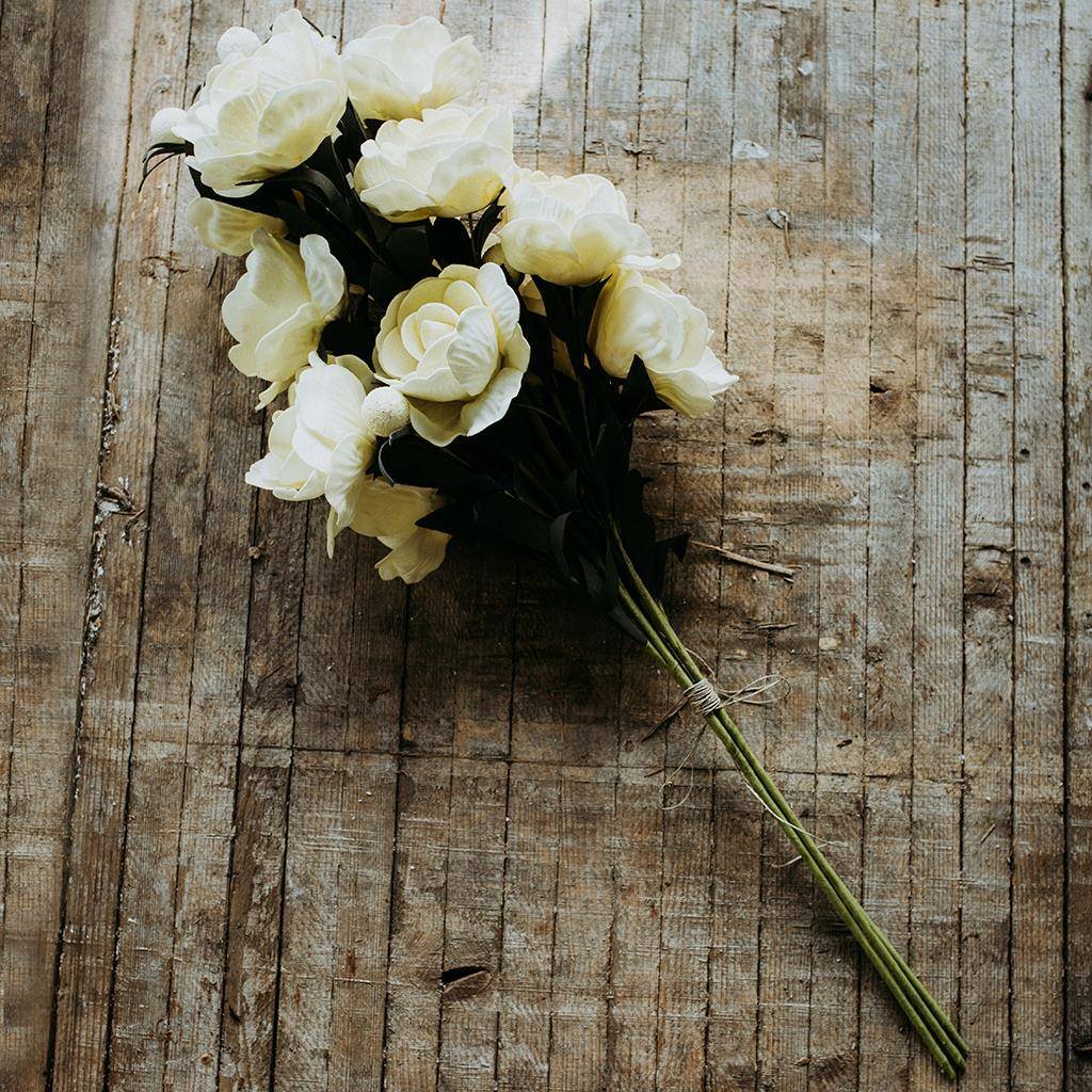 Peonie Piwonie Biaĺ‚E Bukiet 3 Szt.- Kwiaty Sztuczne Piankowe
