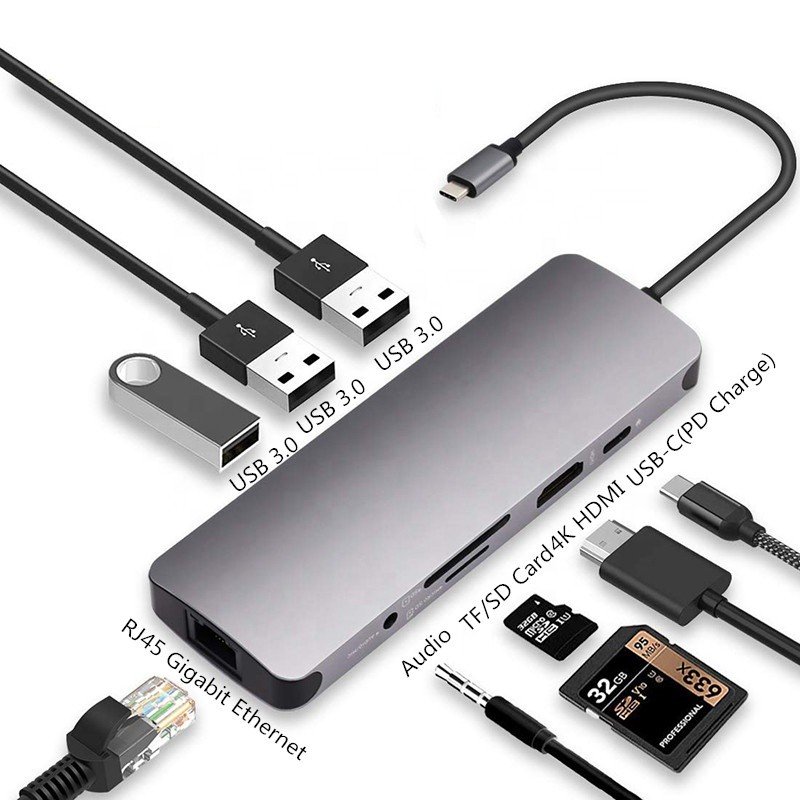 Adapter 9w1 Hub Usbc Hdmi 4K Sd do Macbook Pro/Air