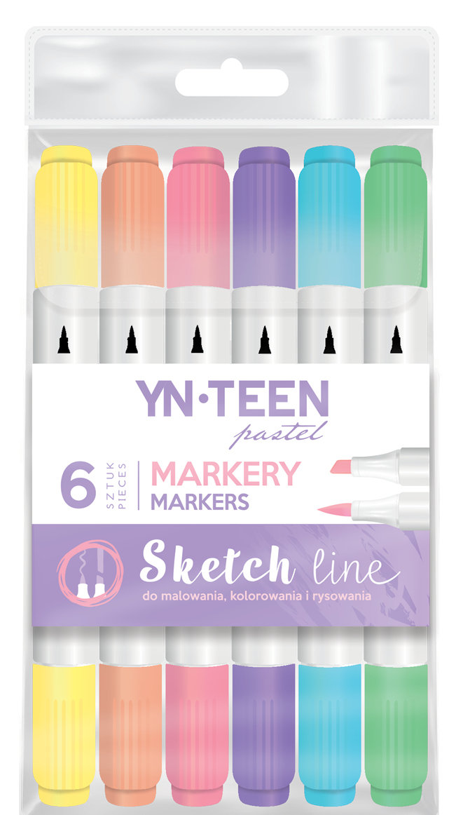INTERDRUK Marker Sketch Line Pastel 6 kolorów YN TEEN 446799