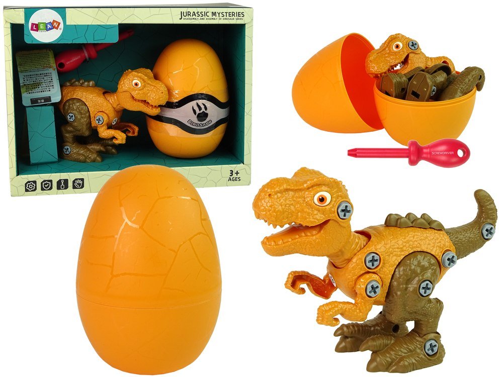 Import LEANToys Zestaw Dinozaur Tyranozaur Rex z Jajkiem DIY Śrubokręt Pomarańczowy LT-10412-0