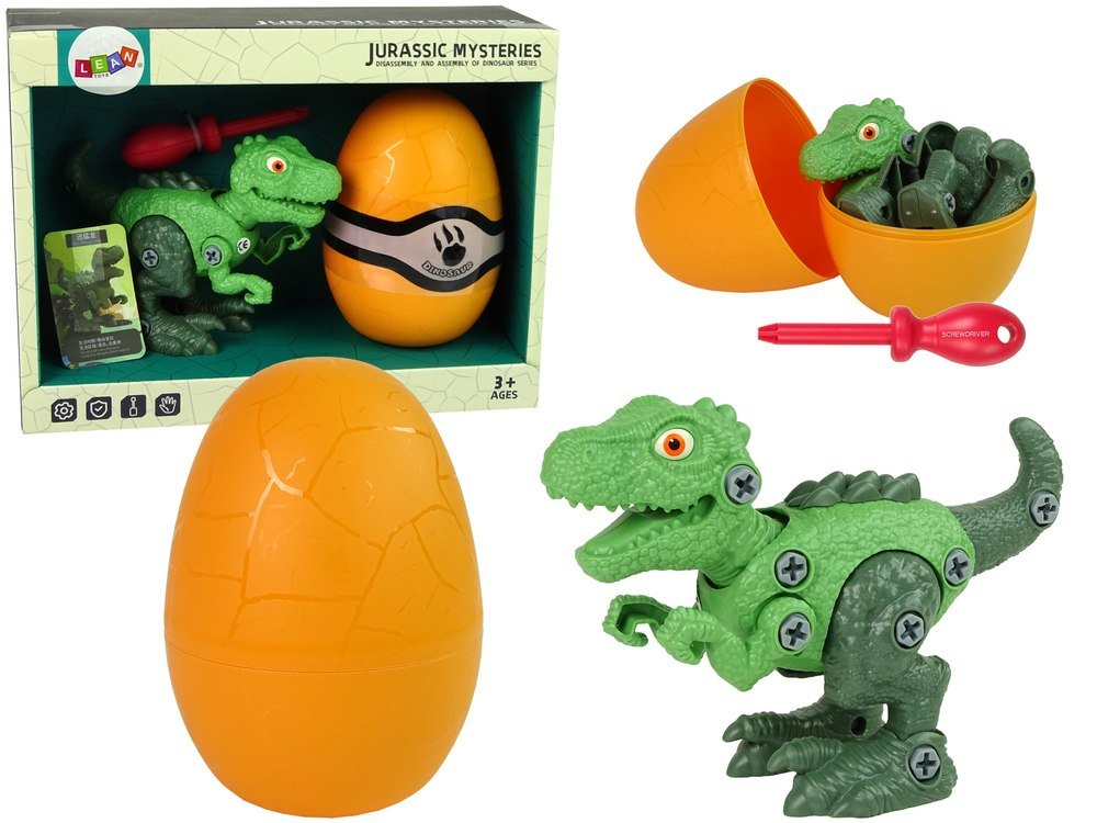 Import LEANToys Zestaw Dinozaur Tyranozaur Rex z Jajkiem DIY Śrubokręt Zielony LT-10415-0