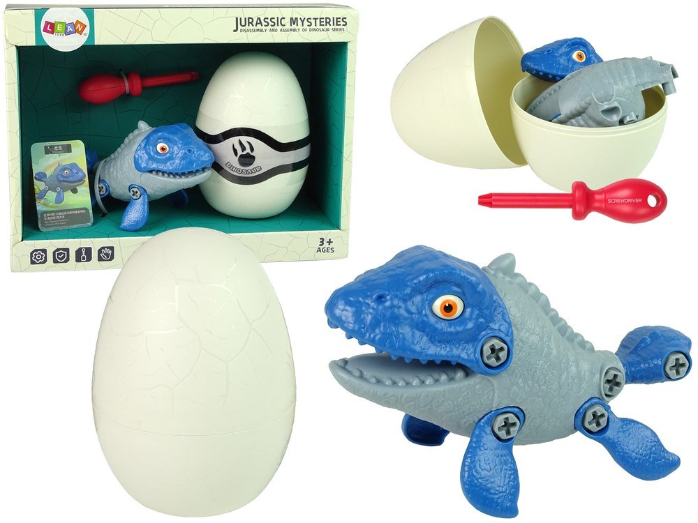 Import LEANToys Zestaw Dinozaur Mosasaur z Jajkiem DIY Śrubokręt Niebieski LT-10416-0