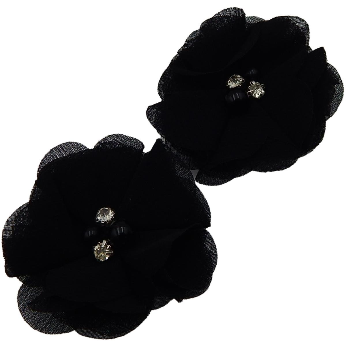 Kwiat Ozdobny Z Materiału Czarny 2 Szt. Nr. 8