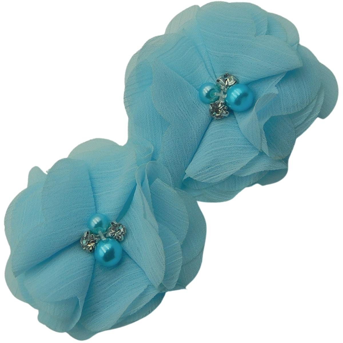 Kwiat Ozdobny Z Materiału Błękitny 2 Szt. Nr. 22