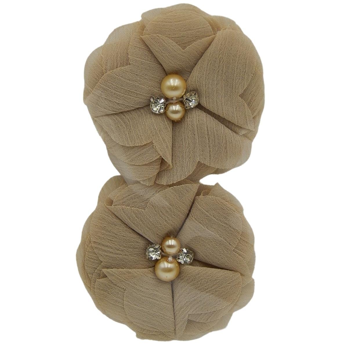 Kwiat Ozdobny Z Materiału Beżowy 2 Szt. Nr. 14