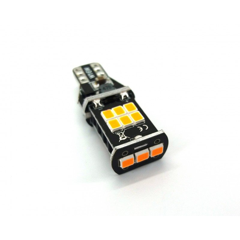 W16W Żarówka Led T15 12V 980Lm Canbus Pomarańczowa Motoledy