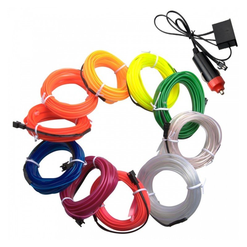 motoLEDy Światłowód EL WIRE Ambient Taśma LED 5m BIAŁY elastyczny 12V 395