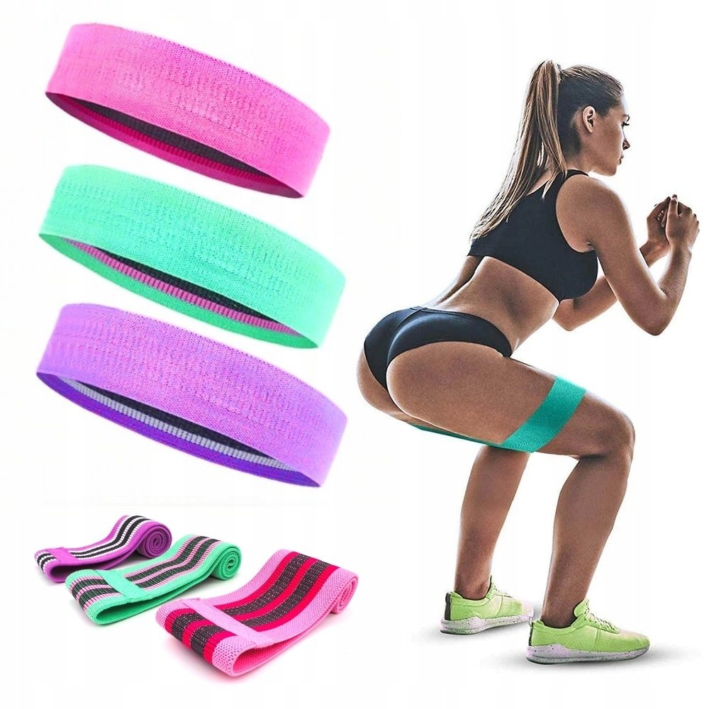 Zestaw 3 Gumy Oporowe Materiałowe Taśmy do ćwiczeń