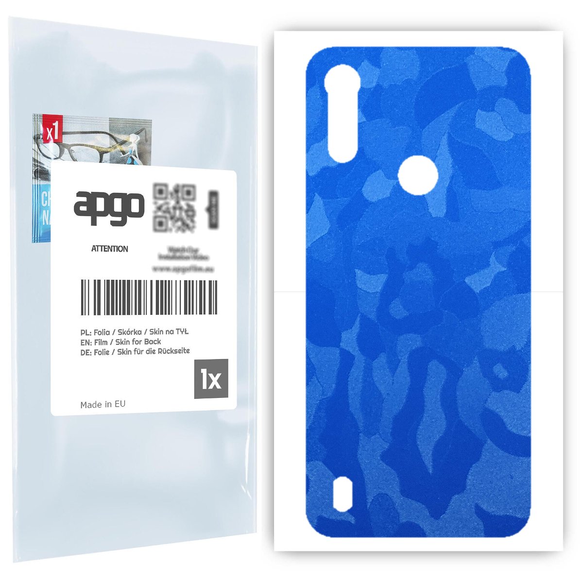 Folia naklejka skórka strukturalna na TYŁ do Motorola Moto E6s (2020) -  Moro | Camo Niebieski - apgo SKINS