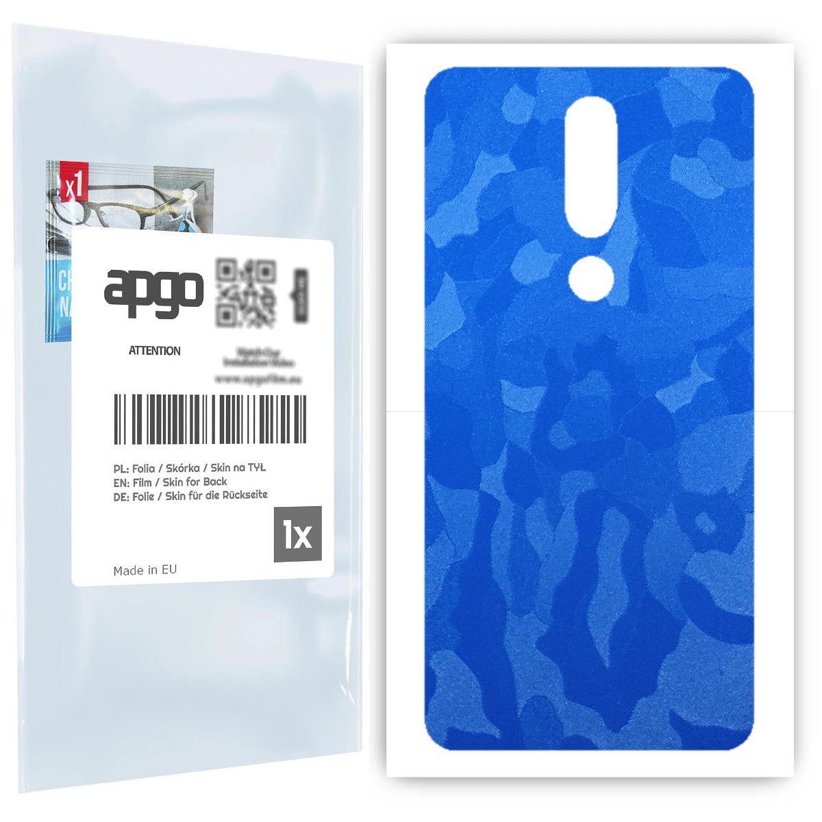 Folia naklejka skórka strukturalna na TYŁ do Nokia 5.1 Plus (Nokia X5) -  Moro | Camo Niebieski - apgo SKINS