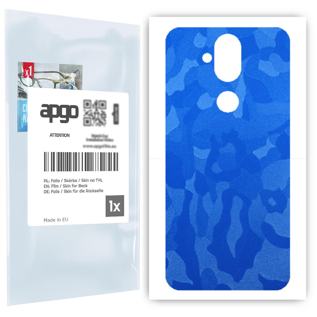 Folia naklejka skórka strukturalna na TYŁ do Nokia 8.1 (Nokia X7) -  Moro | Camo Niebieski - apgo SKINS
