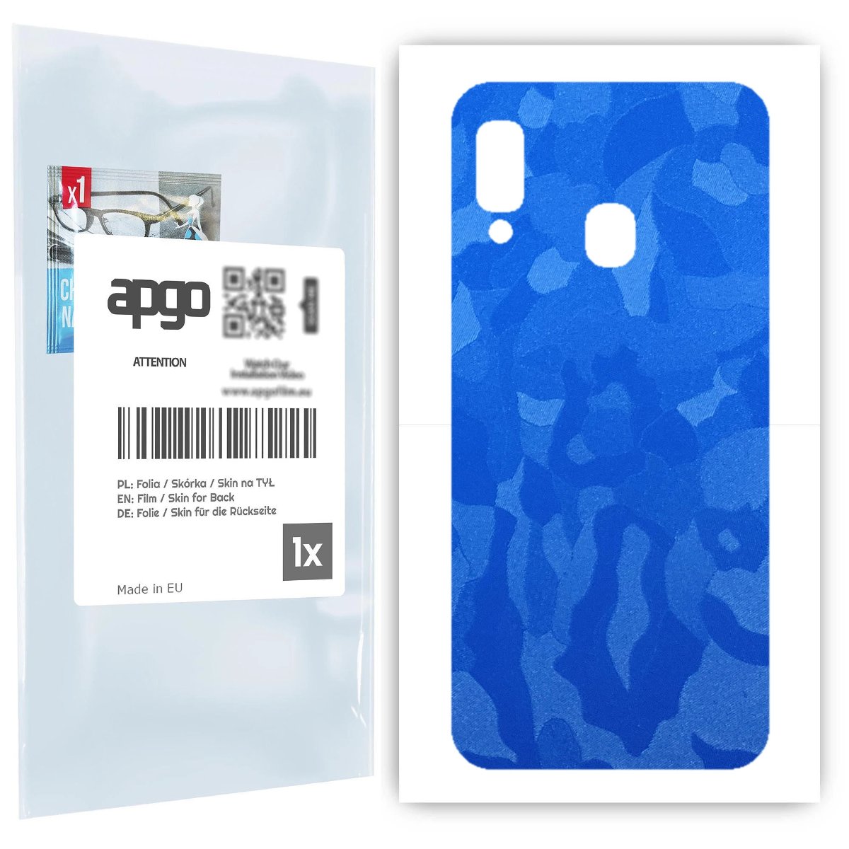 Folia naklejka skórka strukturalna na TYŁ do Samsung Galaxy A20e -  Moro | Camo Niebieski - apgo SKINS