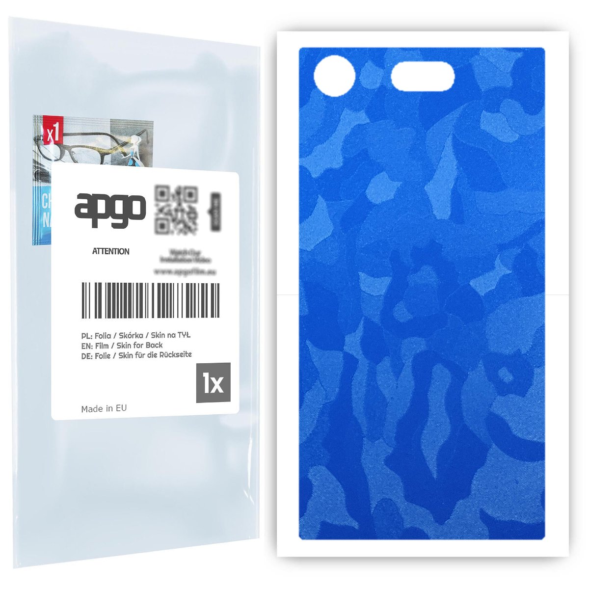 Folia naklejka skórka strukturalna na TYŁ do Sony Xperia XZ1 Compact -  Moro | Camo Niebieski - apgo SKINS