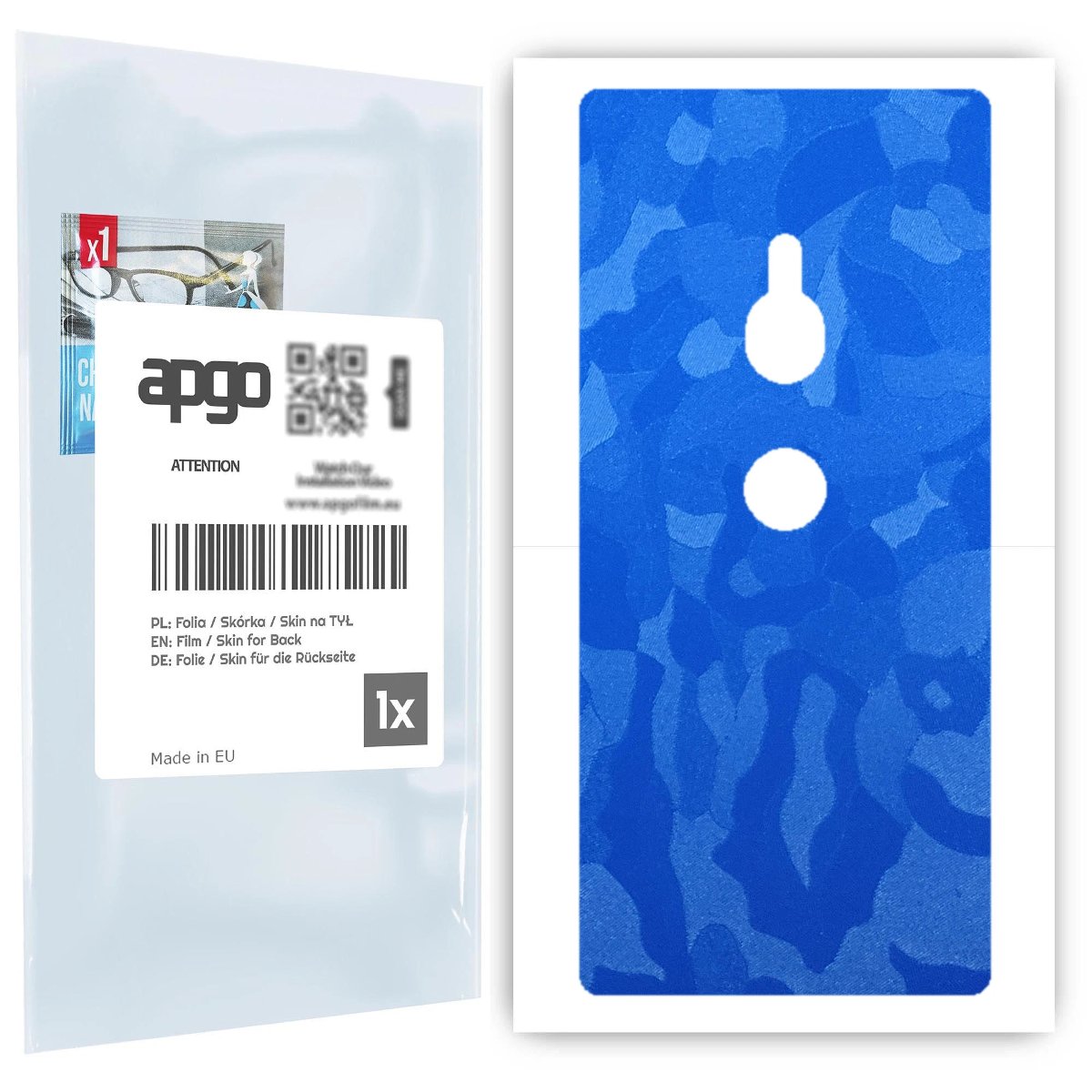 Folia naklejka skórka strukturalna na TYŁ do Sony Xperia XZ2 -  Moro | Camo Niebieski - apgo SKINS