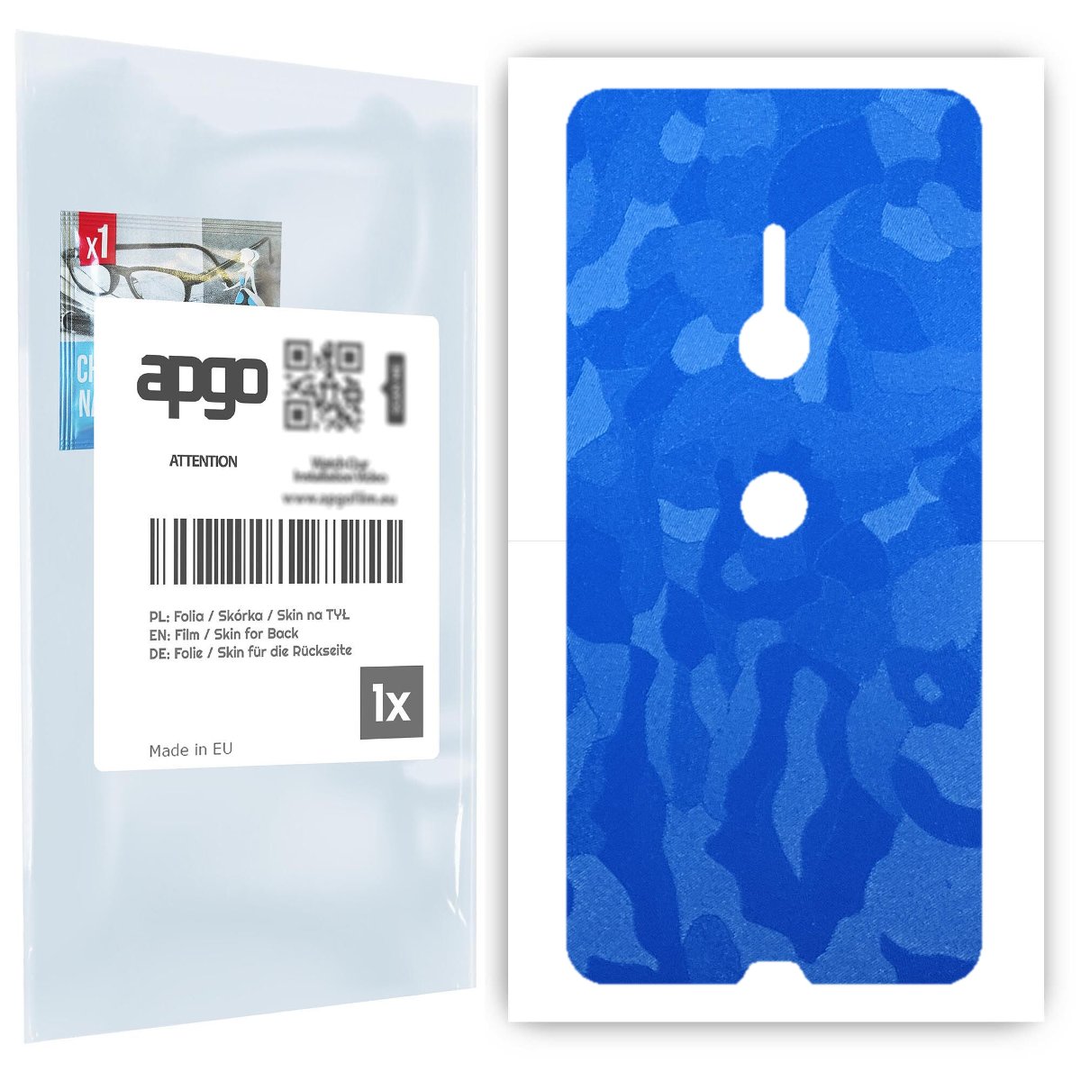 Folia naklejka skórka strukturalna na TYŁ do Sony Xperia XZ3 -  Moro | Camo Niebieski - apgo SKINS