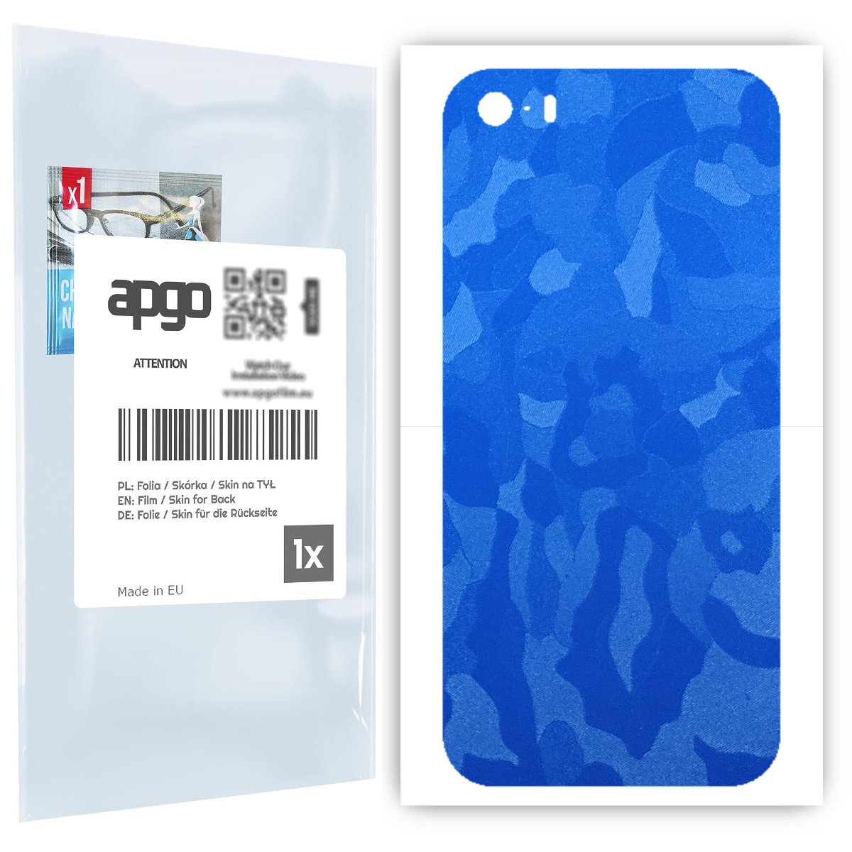 Folia naklejka skórka strukturalna na TYŁ do Apple iPhone 5 -  Moro | Camo Niebieski - apgo SKINS