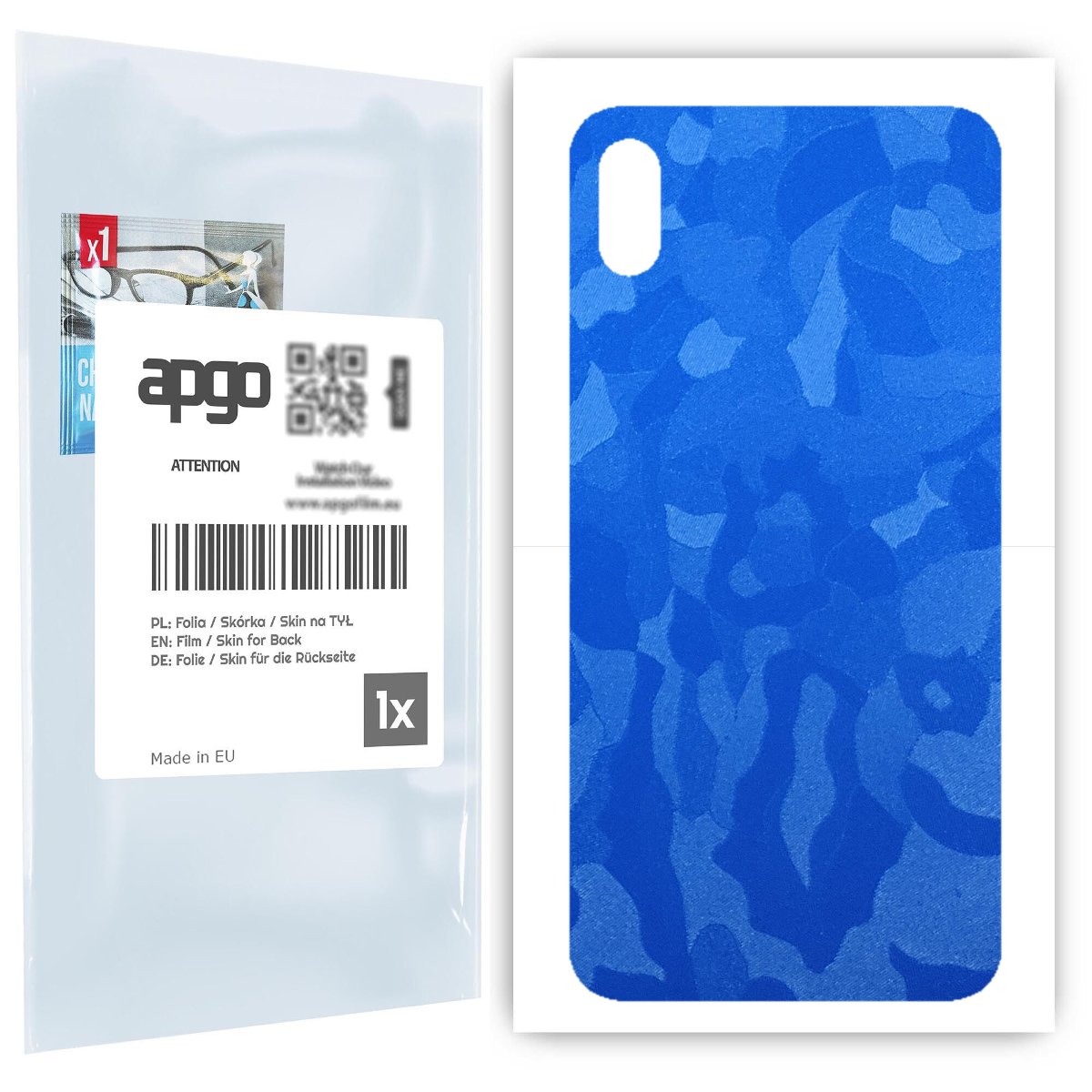 Folia naklejka skórka strukturalna na TYŁ do Apple iPhone XS Max -  Moro | Camo Niebieski - apgo SKINS