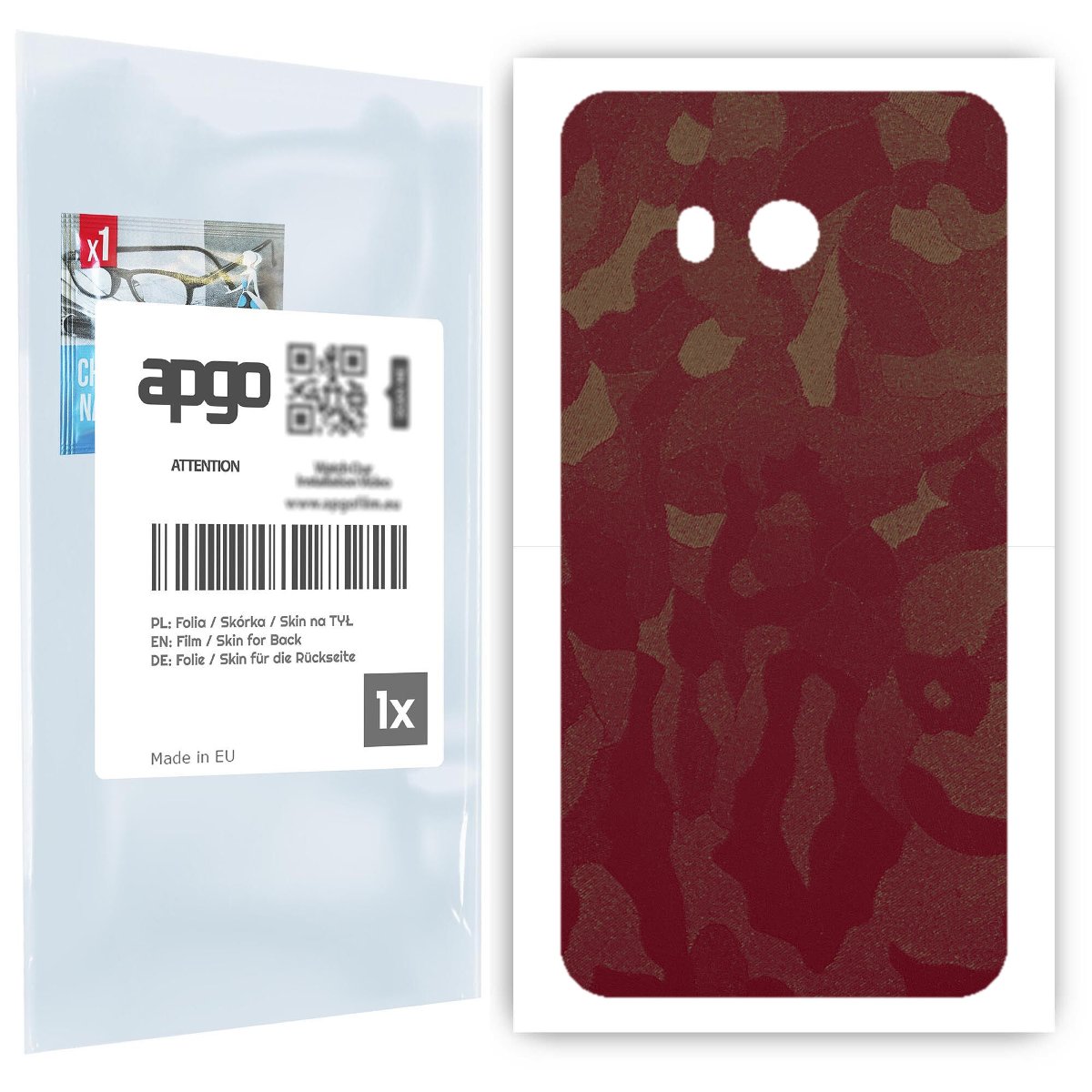 Folia naklejka skórka strukturalna na TYŁ do HTC U11 -  Moro | Camo Bordowy - apgo SKINS