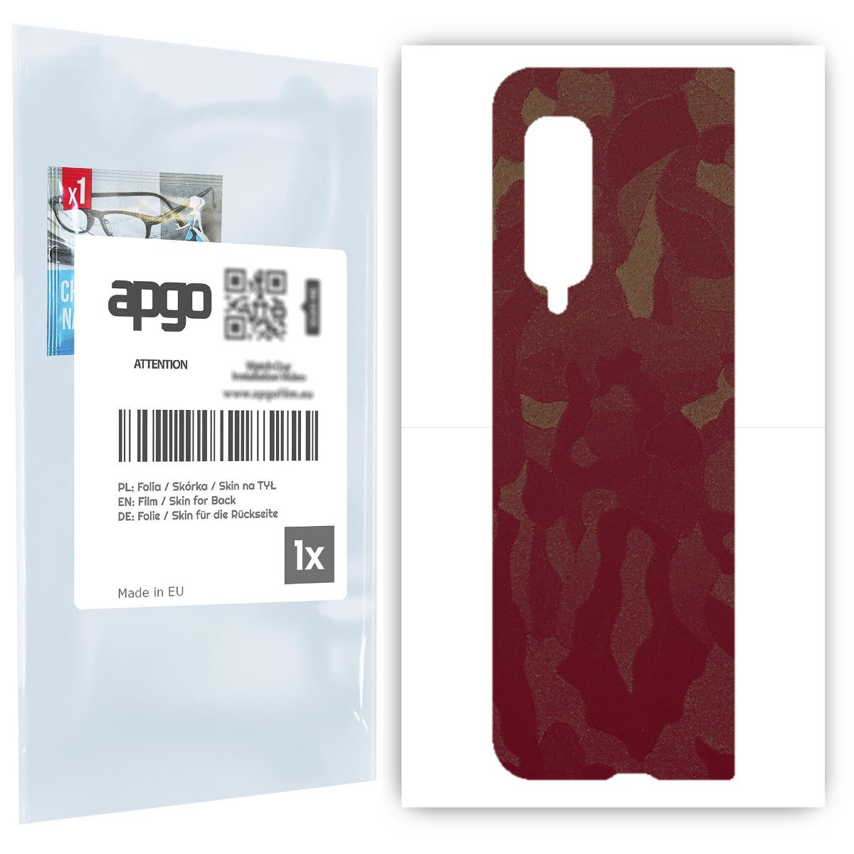 Folia naklejka skórka strukturalna na TYŁ do Samsung Galaxy Fold -  Moro | Camo Bordowy - apgo SKINS