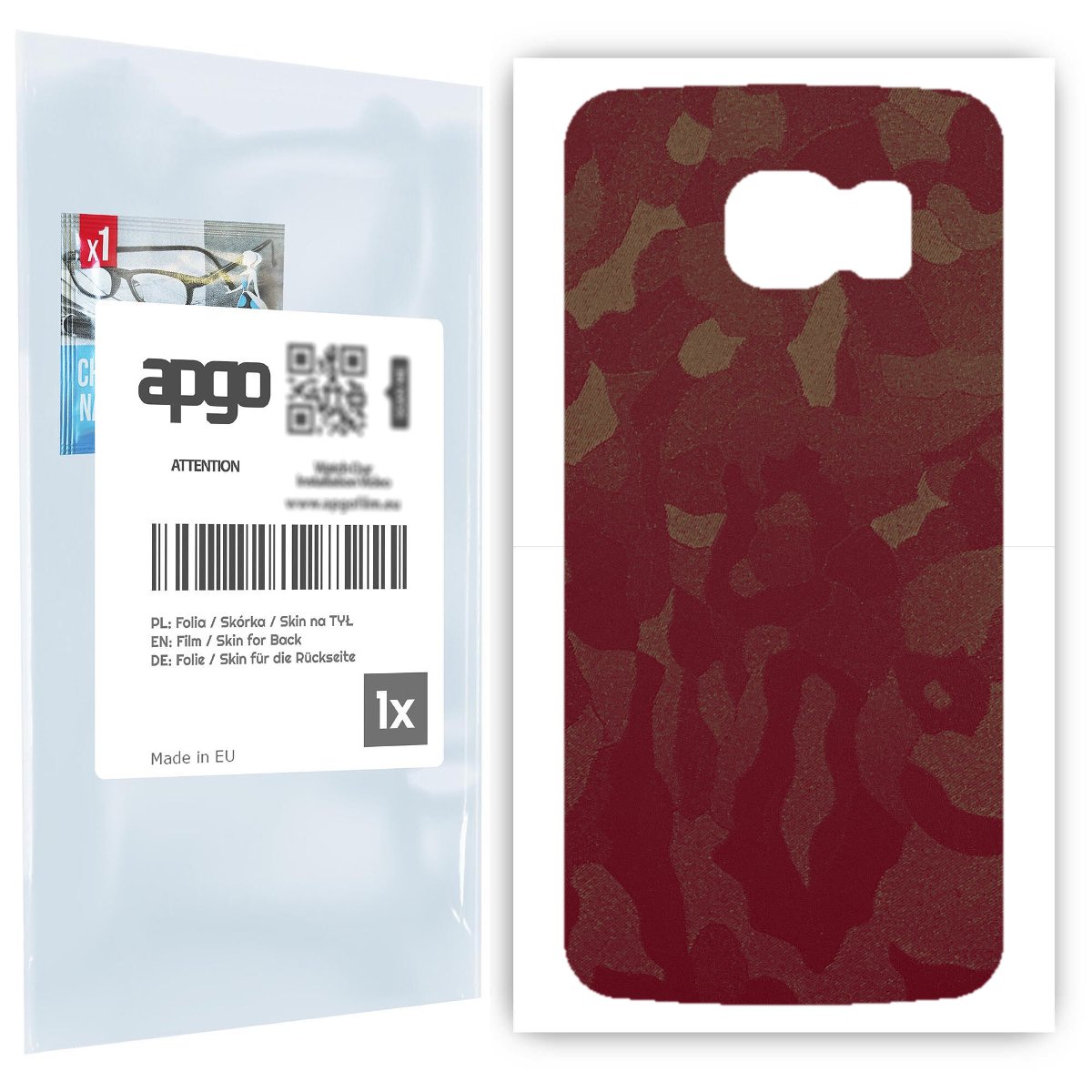 Folia naklejka skórka strukturalna na TYŁ do Samsung Galaxy S6 G920 -  Moro | Camo Bordowy - apgo SKINS