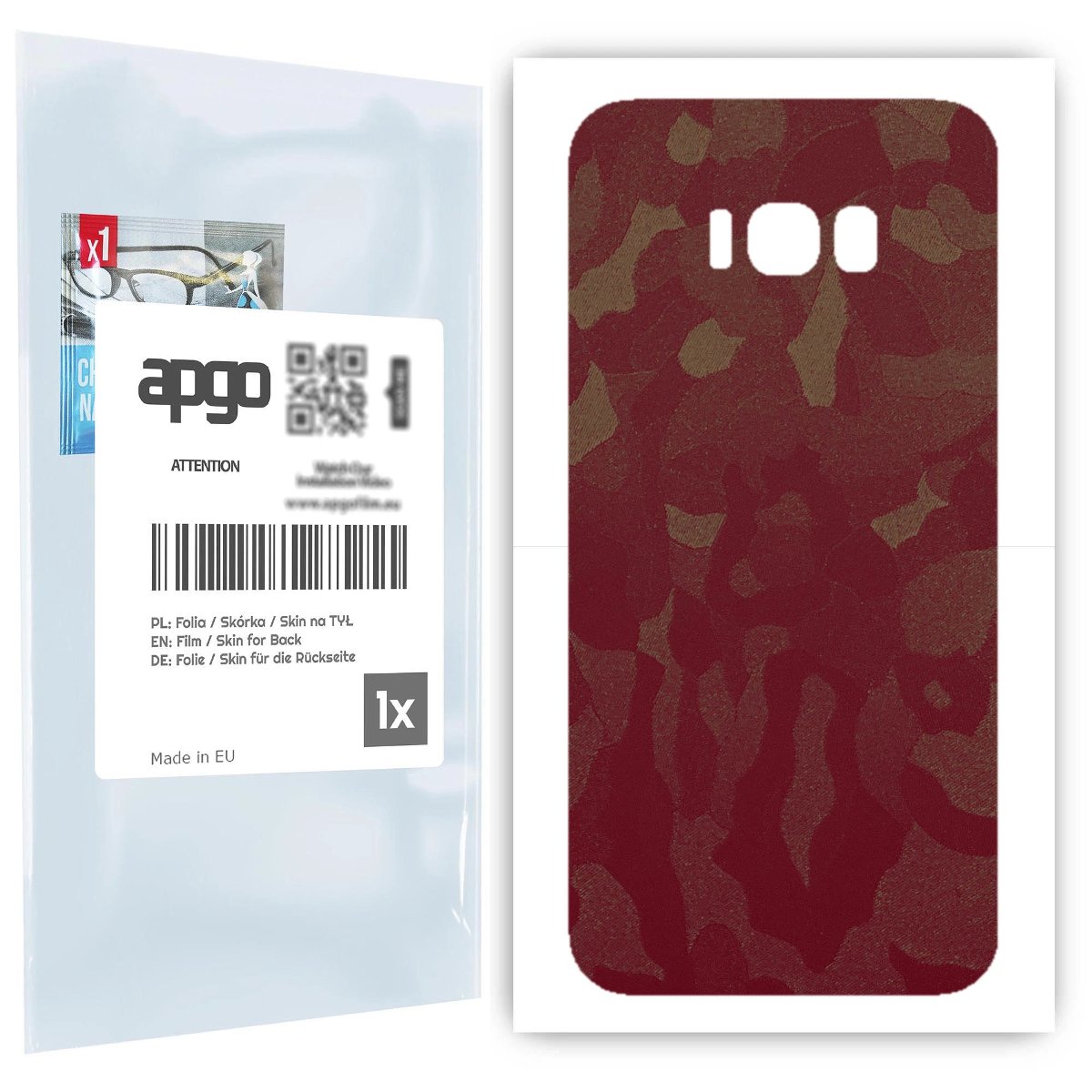 Folia naklejka skórka strukturalna na TYŁ do Samsung Galaxy S8+ -  Moro | Camo Bordowy - apgo SKINS