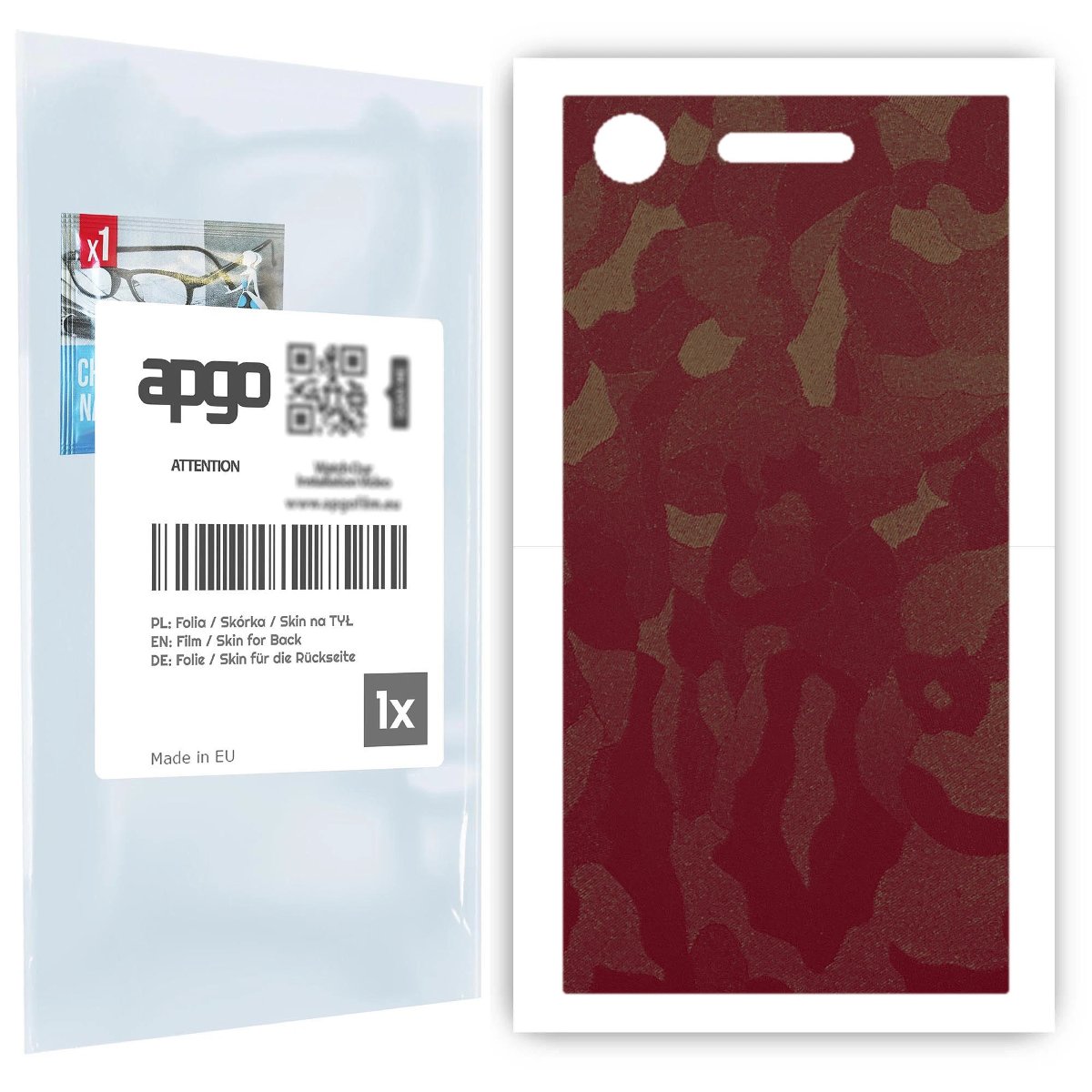 Folia naklejka skórka strukturalna na TYŁ do Sony Xperia XZ1 -  Moro | Camo Bordowy - apgo SKINS