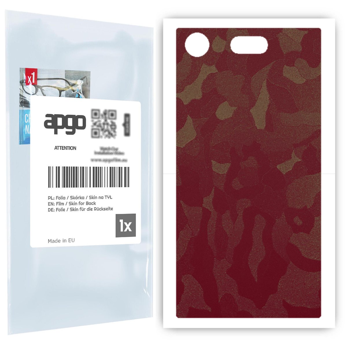 Folia naklejka skórka strukturalna na TYŁ do Sony Xperia XZ1 Compact -  Moro | Camo Bordowy - apgo SKINS