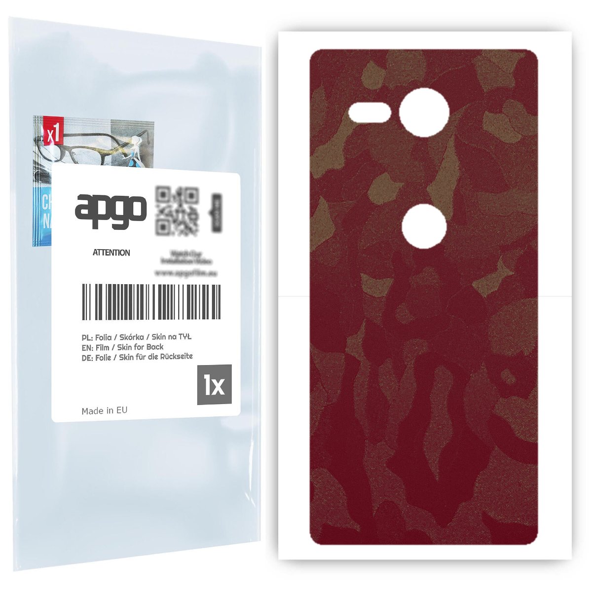 Folia naklejka skórka strukturalna na TYŁ do Sony Xperia XZ2 Compact -  Moro | Camo Bordowy - apgo SKINS