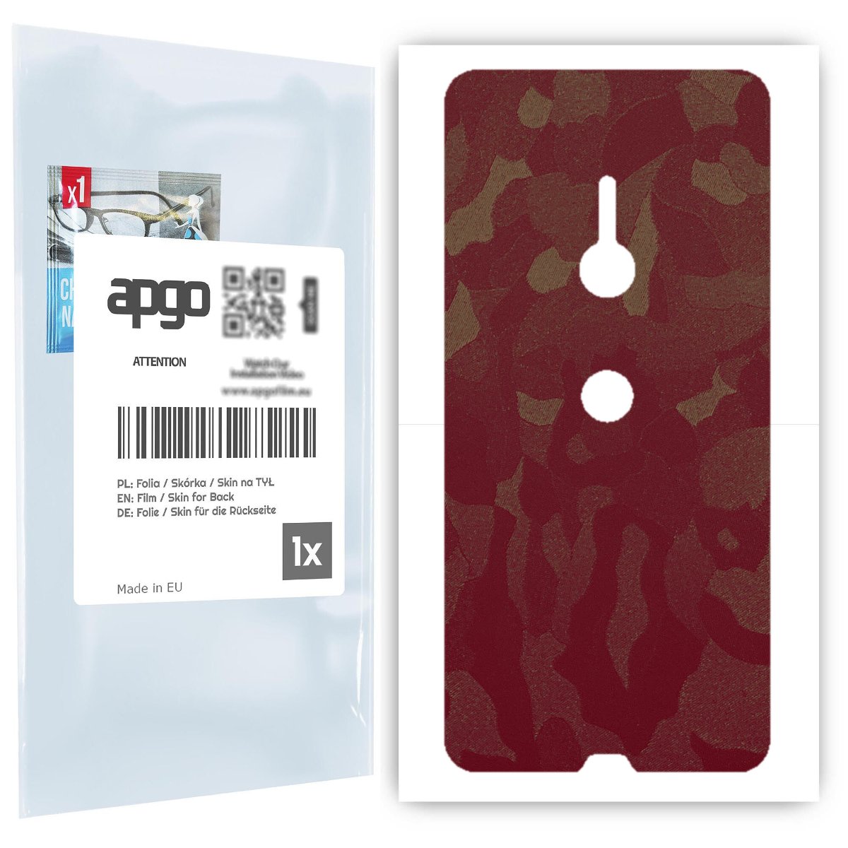 Folia naklejka skórka strukturalna na TYŁ do Sony Xperia XZ3 -  Moro | Camo Bordowy - apgo SKINS