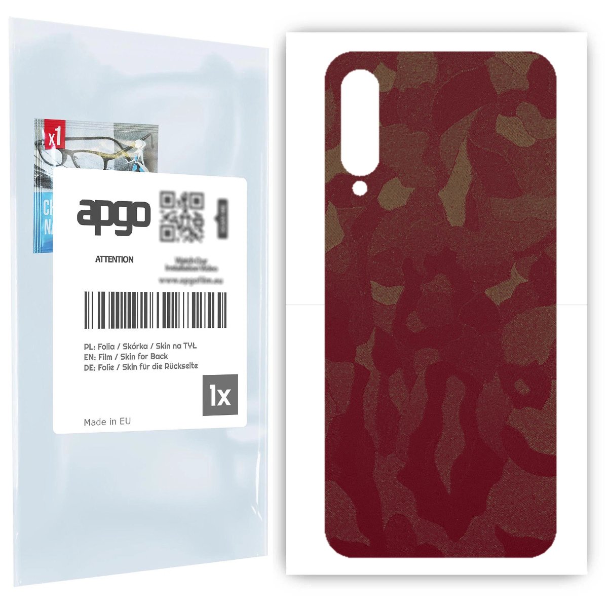 Folia naklejka skórka strukturalna na TYŁ do Xiaomi Mi A3 -  Moro | Camo Bordowy - apgo SKINS