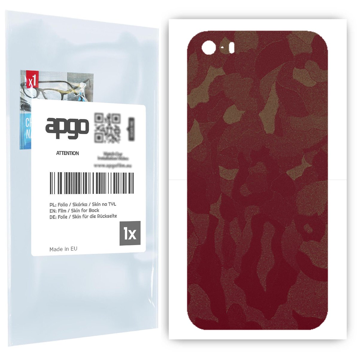 Folia naklejka skórka strukturalna na TYŁ do Apple iPhone 5s -  Moro | Camo Bordowy - apgo SKINS