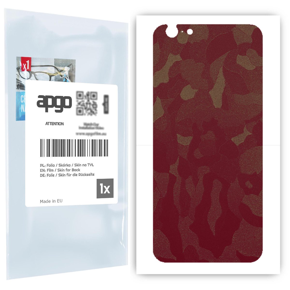 Folia naklejka skórka strukturalna na TYŁ do Apple iPhone 6 -  Moro | Camo Bordowy - apgo SKINS