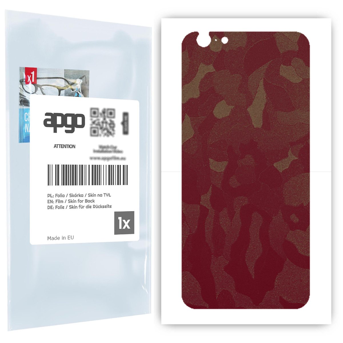 Folia naklejka skórka strukturalna na TYŁ do Apple iPhone 6s -  Moro | Camo Bordowy - apgo SKINS