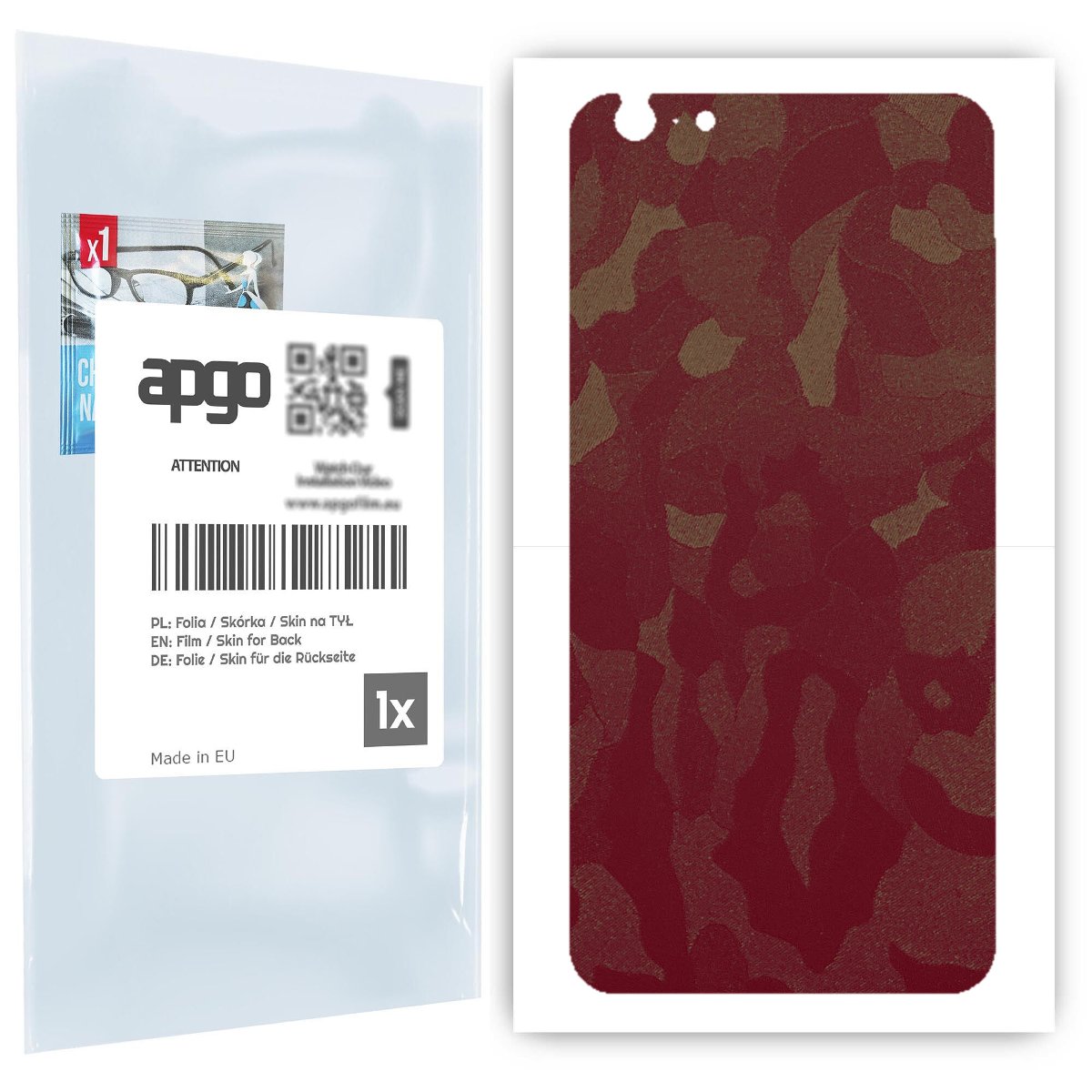 Folia naklejka skórka strukturalna na TYŁ do Apple iPhone 6s Plus -  Moro | Camo Bordowy - apgo SKINS