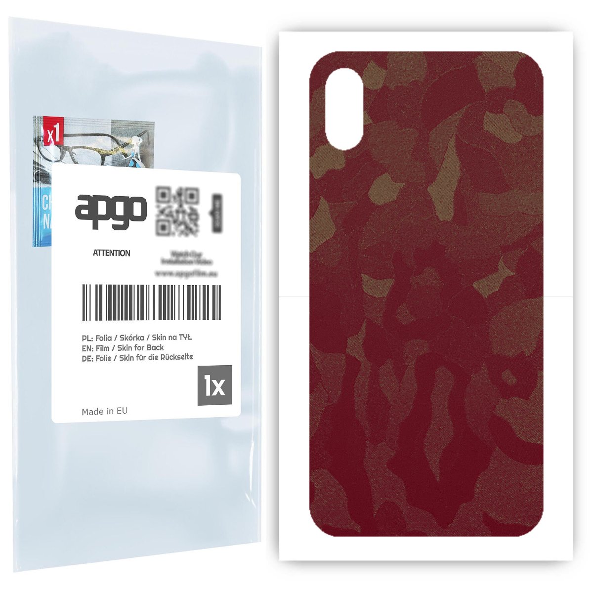 Folia naklejka skórka strukturalna na TYŁ do Apple iPhone XS -  Moro | Camo Bordowy - apgo SKINS