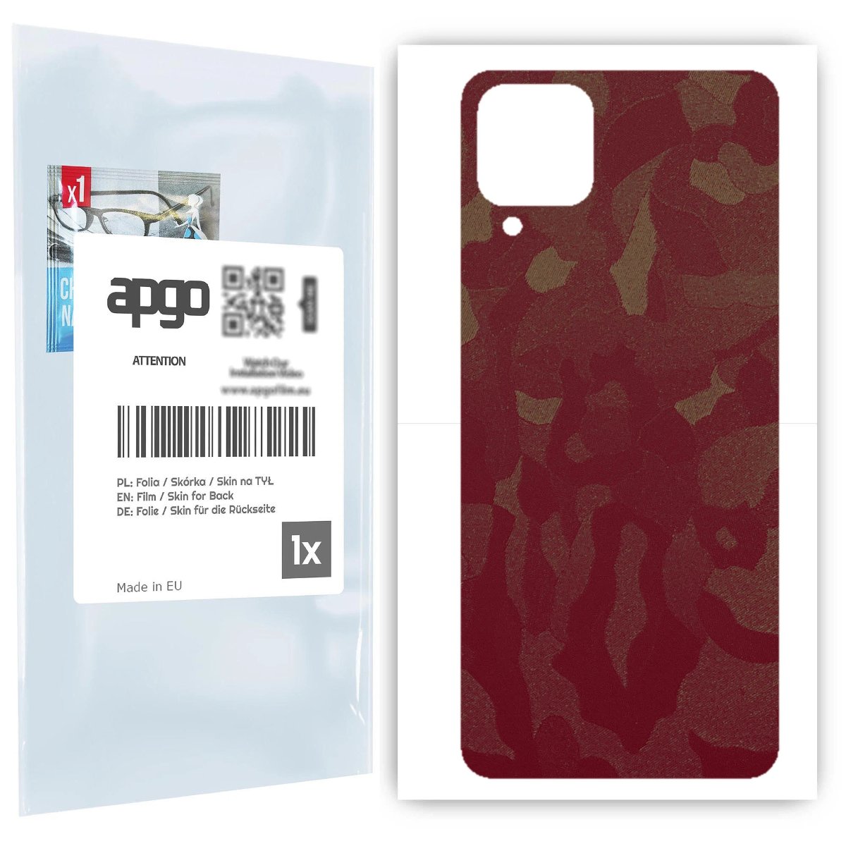 Folia naklejka skórka strukturalna na TYŁ do Samsung Galaxy A12 -  Moro | Camo Bordowy - apgo SKINS