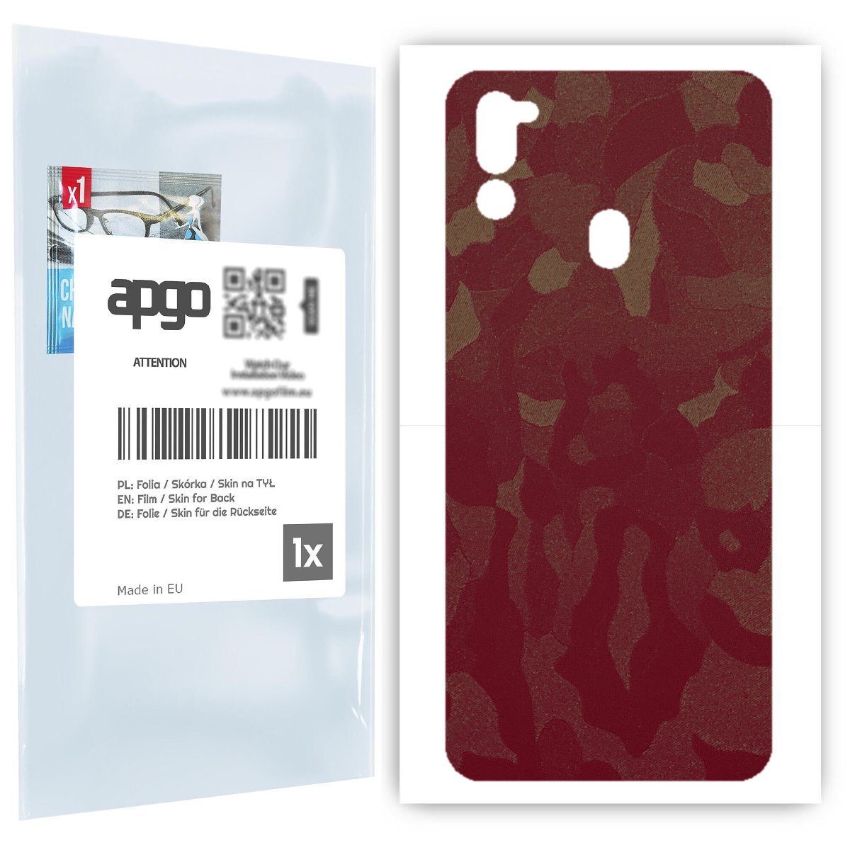 Folia naklejka skórka strukturalna na TYŁ do Samsung Galaxy M21 2021 -  Moro | Camo Bordowy - apgo SKINS